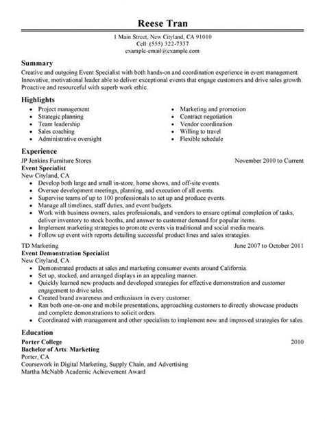 Leading the financial planning, forecasting, reporting and analysis across the business. Event Specialist Resume Sample | Resume examples, Resume ...