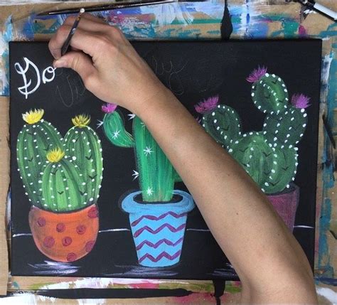 How To Paint Three Cacti Step By Step Painting Colorful Paintings