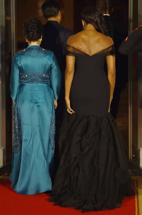 Michelle Obamas Black Dress At State Dinner Popsugar Fashion Photo 8