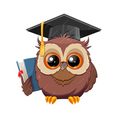 Premium Vector Wise Owl In Graduation Cap Cute Cartoon Owl