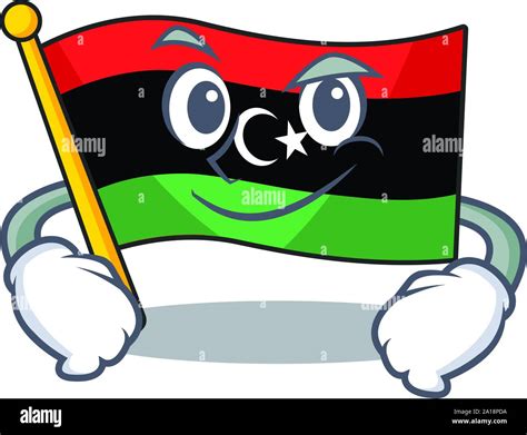 Smirking Flag Libya Cartoon Isolated The Mascot Stock Vector Image