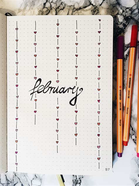 Creative And Chic February Bullet Journal Cover