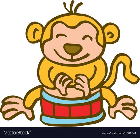 Monkey Playing Drum Cartoon Royalty Free Vector Image