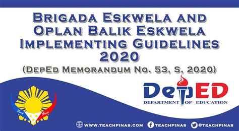 Brigada Eskwela And Oplan Balik Eskwela Implementing Guidelines 2020