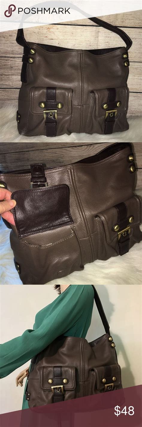 TIGNANELLO 2 Tone Brown Leather Shoulder Hobo Bag Hobo Bag Bags Leather