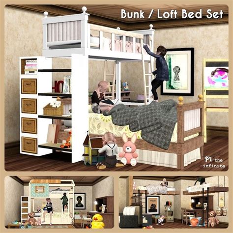 Bunk Loft Bed Set Sims 4 Loft Sims 4 Bedroom Sims 4 Beds