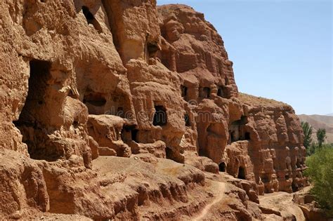 Caves In The Cliffs Near Bamiyan Afghanistan Stock Image Image Of