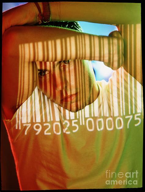 Consumer Society Man With Bar Code Superimposed Photograph By Oscar