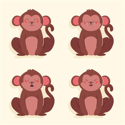 Premium Vector Vector Emojis Of Monkey