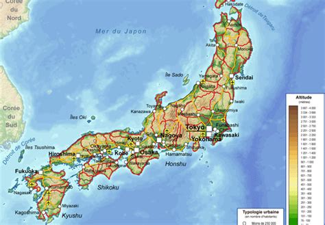 Carte du Japon régions et villes