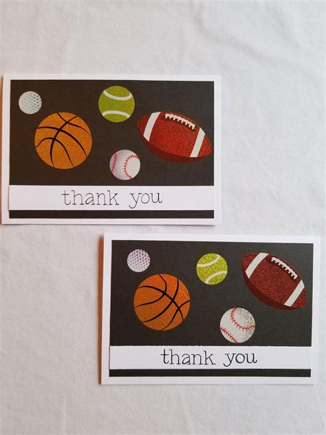 Sports Thank You Card Set Set Of 4 Handmade Cards And Envelopes Etsy