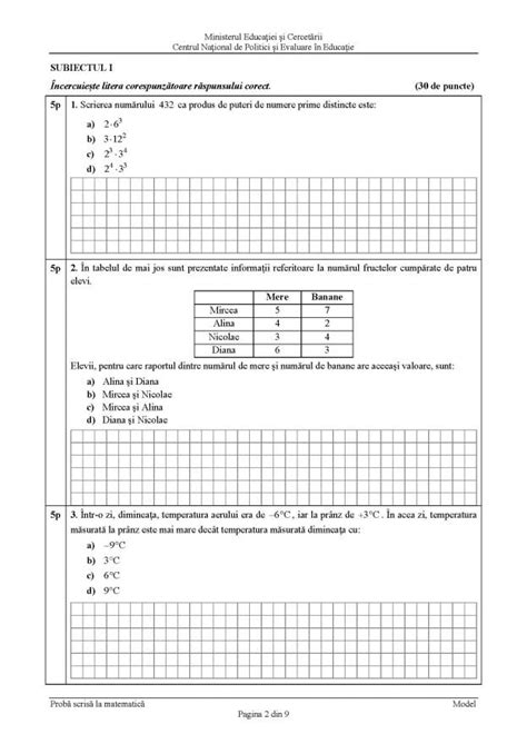 Modele Subiecte Evaluare Nationala Clasa 8 2021 Proba La Matematica