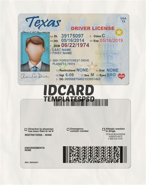 Texas Driver License Psd Id Card Templates Psd
