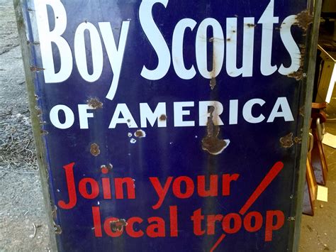 Antique Rare Porcelain Boy Scouts Of America Sign Obnoxious Antiques