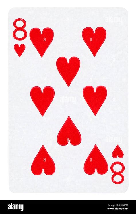 Eight Of Hearts Vintage Playing Card Isolated On White Clipping Path