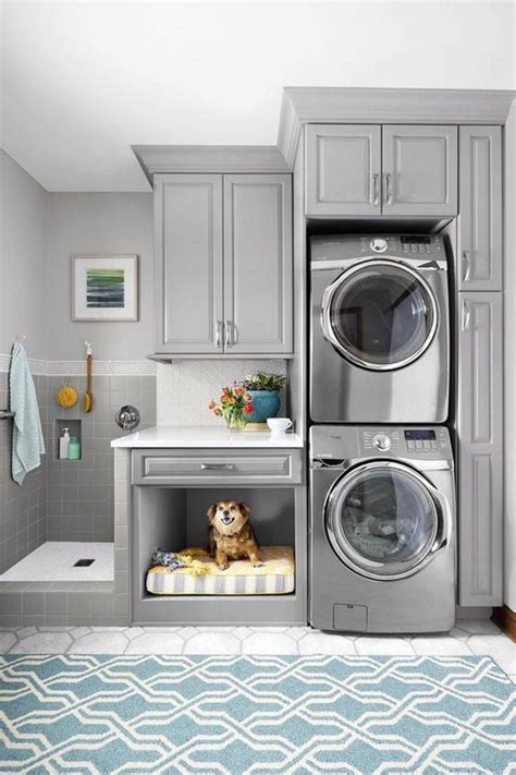 Modern Grey Laundry Room With Dog Wash Station Homemydesign