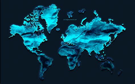 Download High Resolution Metallic Blue World Map Wallpaper