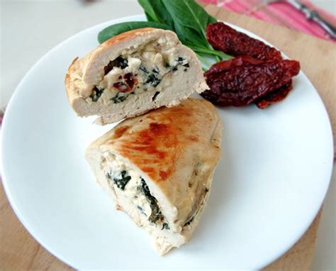 Arrange spinach, sun dried tomatoes and feta on top of the . Chicken Stuffed With Spinach, Feta And Sun-Dried Tomatoes ...