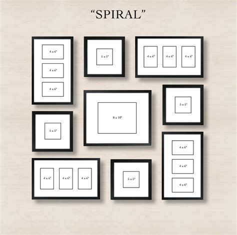 Spiral Picture Arrangement For Wall Hanging Gallery Wall Layout