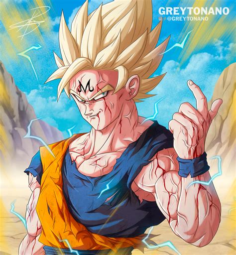 Majin Goku By Greytonano On Deviantart