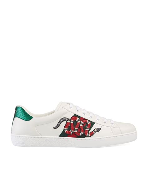 Mens Gucci White Ace Embroidered Sneakers Harrods Uk