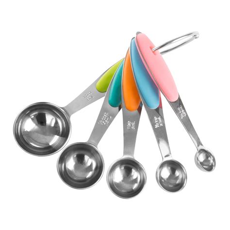 Measuring Spoons Set Stainless Steel With Colored Silicone Handles And