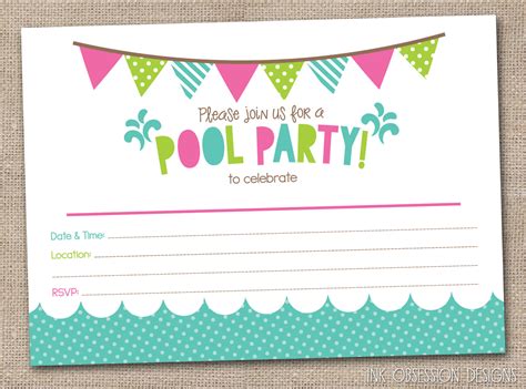 Another type of invitation template is that for christmas parties. 45 Pool Party Invitations | KittyBabyLove.com