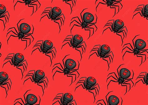 Seamless Pattern With Black Widow Spiders Background Insect Widow