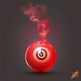 Red 8 ball with smoke and glare on Craiyon