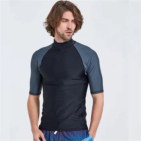 Mens Short Sleeve Rashguard Swim Shirt Uv Sun Protection Upf 50 Tight
