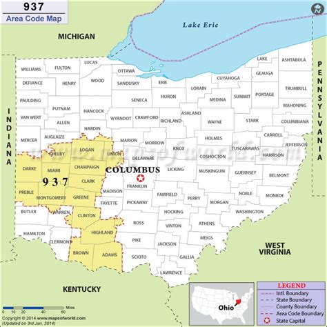 937 Area Code Map Where Is 937 Area Code In Ohio