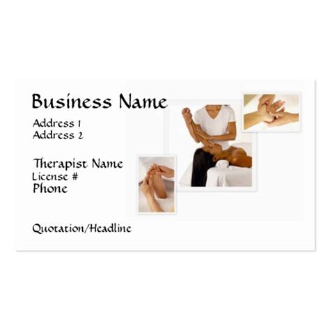 Massage Therapy Business Card White Background Zazzle