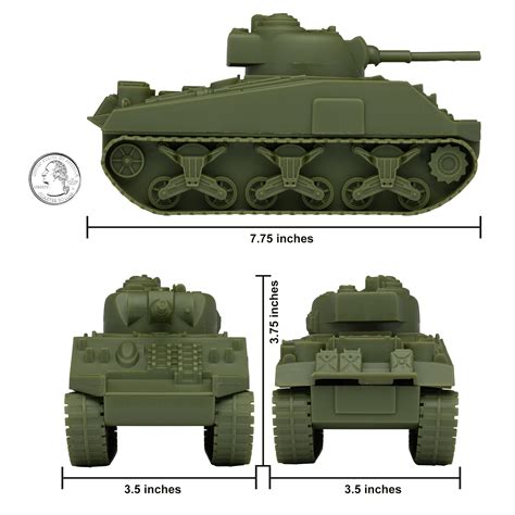 Bmc Sherman Tank Plastic Toy Od Green Ww2 132 Scale Military Bmc Toys