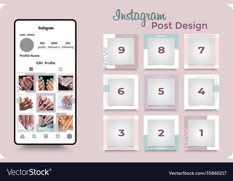 Editable Template For Instagram Posts Royalty Free Vector