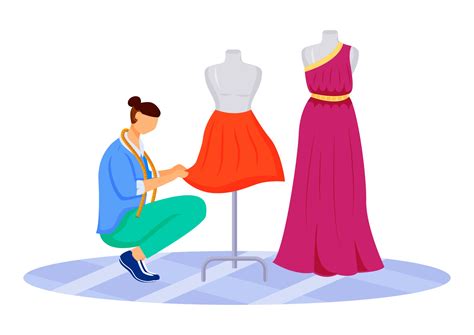 Fashion Designer Atelier Flat Color Vector Illustration Creating