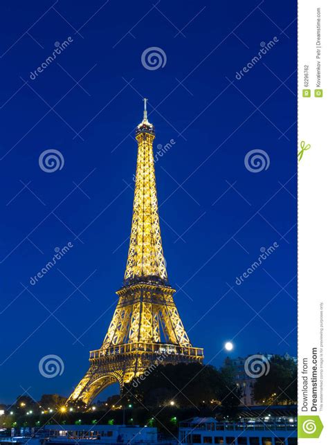 The Eiffel Tower At Night Paris France Editorial