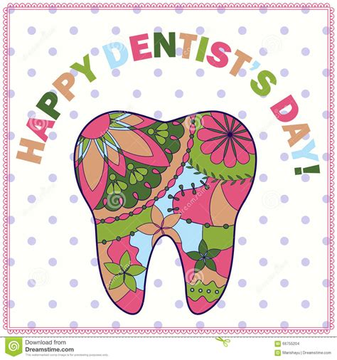 El odontólogo trabaja por paciente media hora: Happy Dentist Day Card With Tooth Silhouette Stock Illustration - Illustration of drawing ...