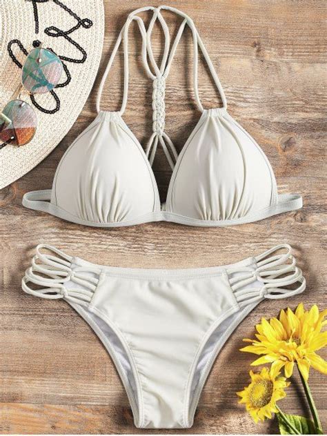 Shop For Strappy Molded Cup Bikini Set Off White Bikinis M At Zaful