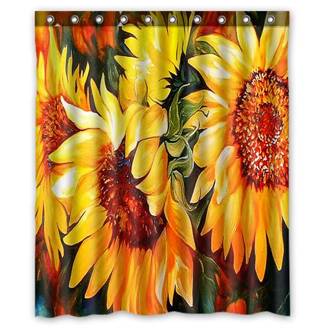 Zkgk Sunflowers Waterproof Shower Curtain Bathroom Decor Sets With