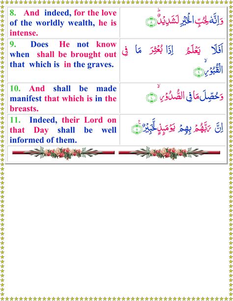 Read Surah Al Adiat With English Translation Quran O Sunnat