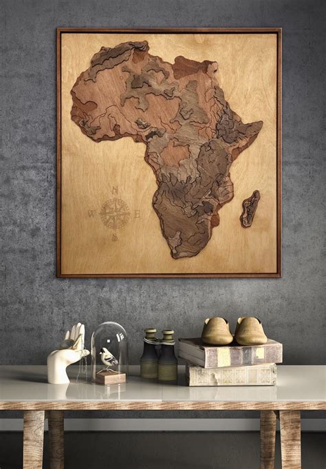 3d Map Of Africa Wooden Africa Map Topographic Map Volumetric Map Solid