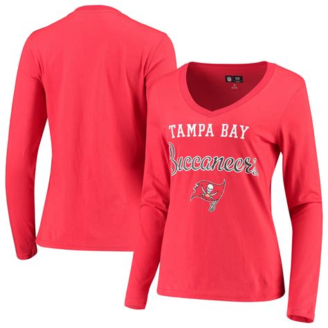 Womens G Iii 4her By Carl Banks Red Tampa Bay Buccaneers Post Season Long Sleeve V Neck T Shirt