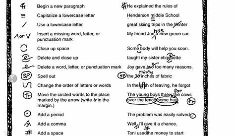 Free grammar worksheet, Editing symbols, Editing practice worksheets