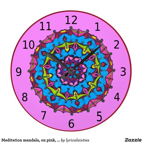 Meditation mandala, on pink, with numbers large clock | Clock, Unusual