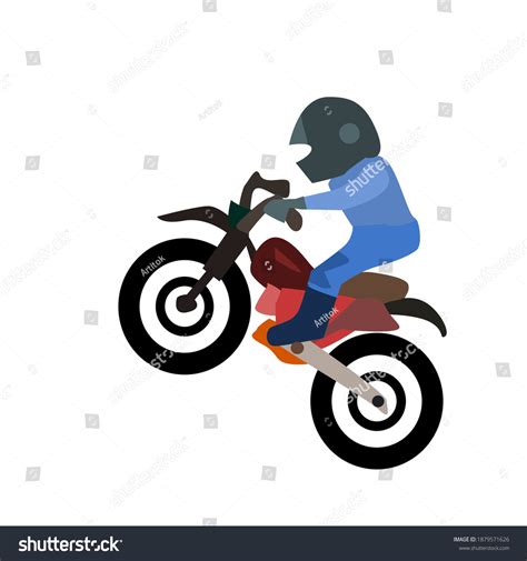 Motorcyclist Involved Motocross Motorcyclist Jumpvector Illustration