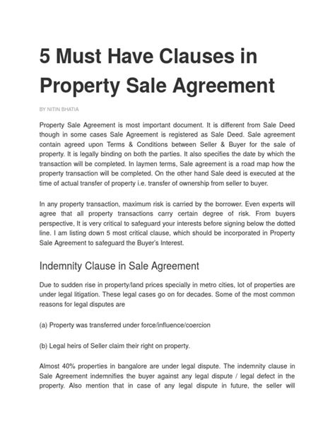 Read a court of silver flames by sarah j. 5 Must Have Clauses in Property Sale Agreement | Indemnity ...