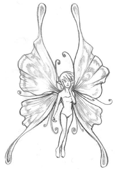 A Drawing Of A Fairy With Wings