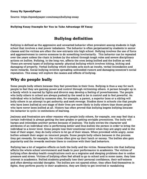 📚 bullying essay example for you to take advantage of