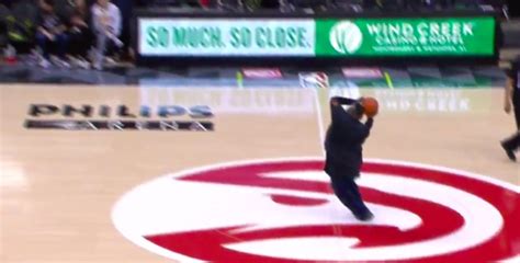 Atlanta Hawks Fan With Lonzo Ball Shooting Form Drills Half Court Shot