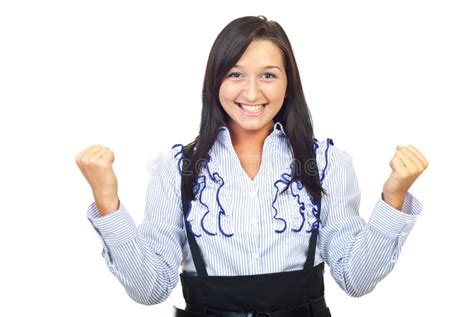 Cheering One Woman Stock Photo Image Of Confidence Businesswoman